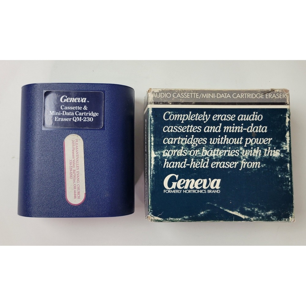 Geneva QM-230 Handheld Audio Cassette & Mini-Data Cartridge Eraser Blue USA Made